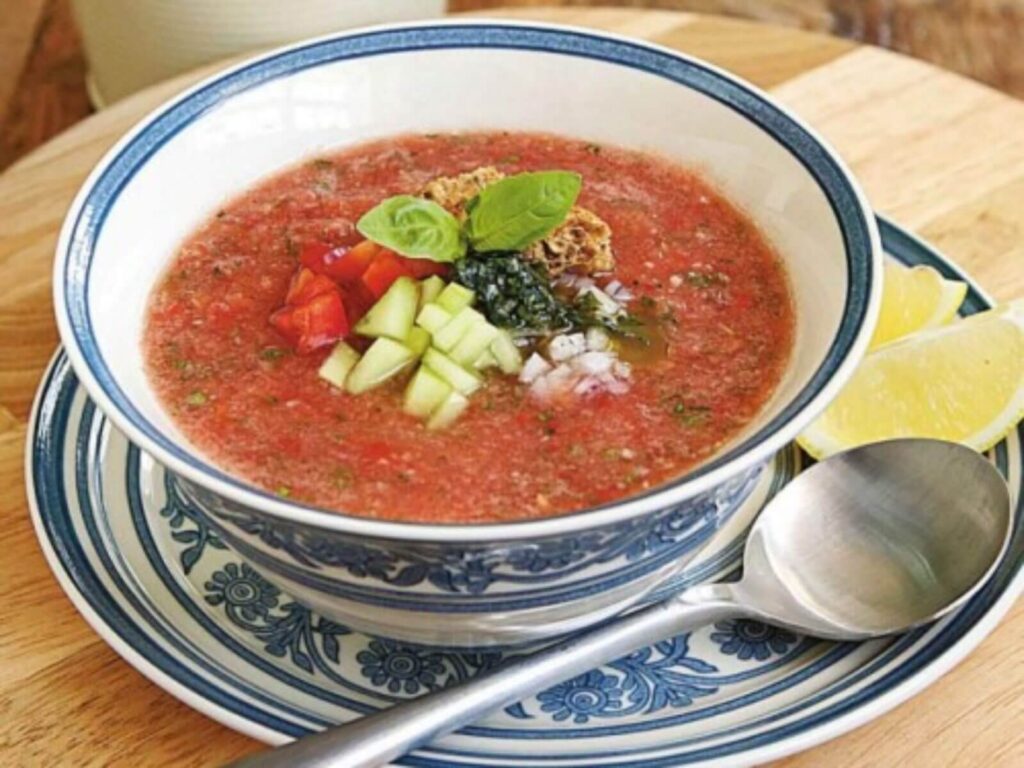 Tomato-Cucumber Soup With Basil